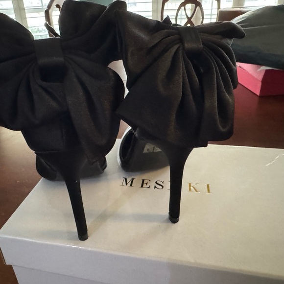Meshki Black Satin Bow Heel - Picture 3 of 8